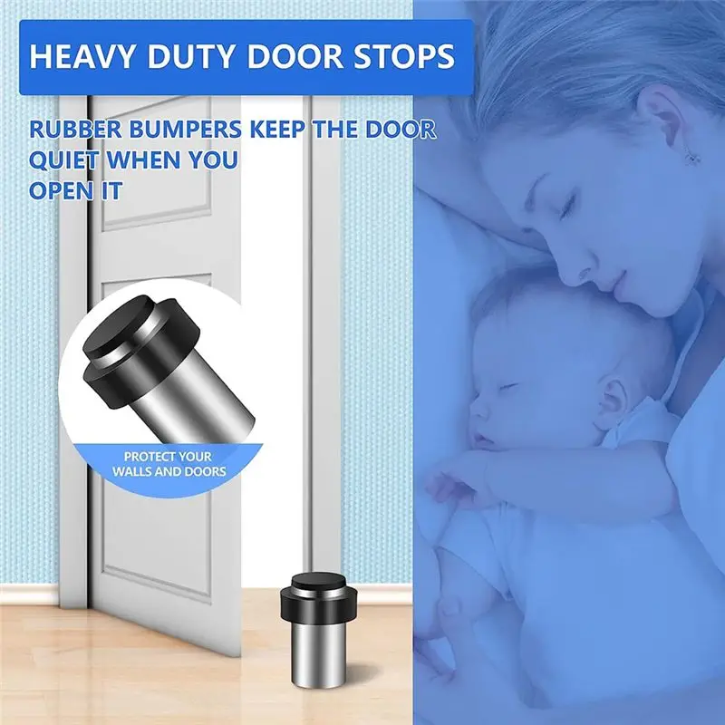 

A73P 10 Pack Door Stoppers Cylindrical Floor Door Stop Modern Decorative Rubber Bumper Door Stops for Bottom or Top of Door