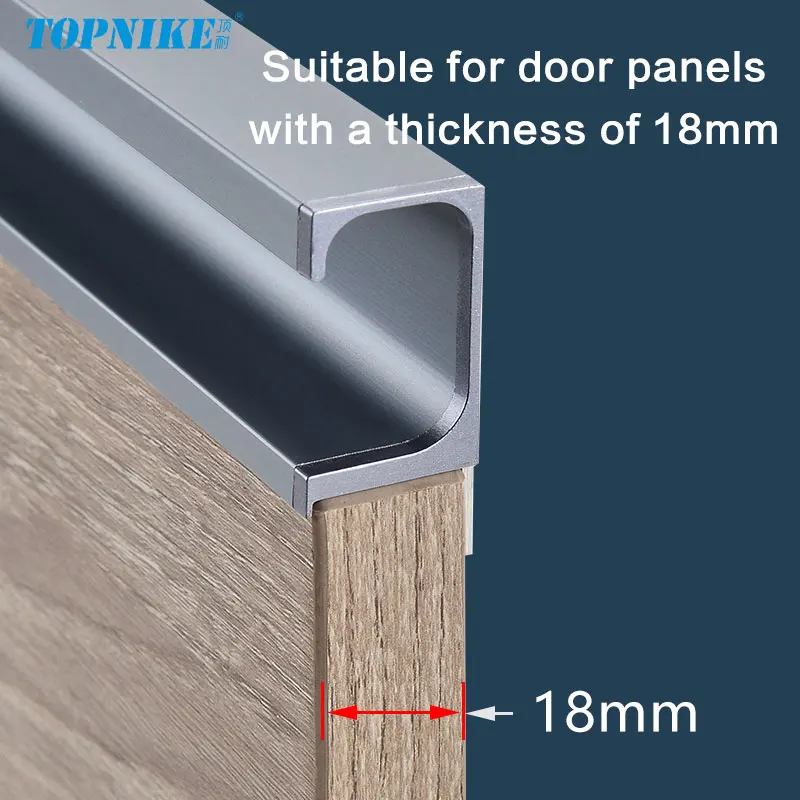 Finger Pulls G-Shaped Groove-Free Concealed Aluminum Profile Edge Banding Handle For Kitchen Cabinets Drawers Pulls No Drilling