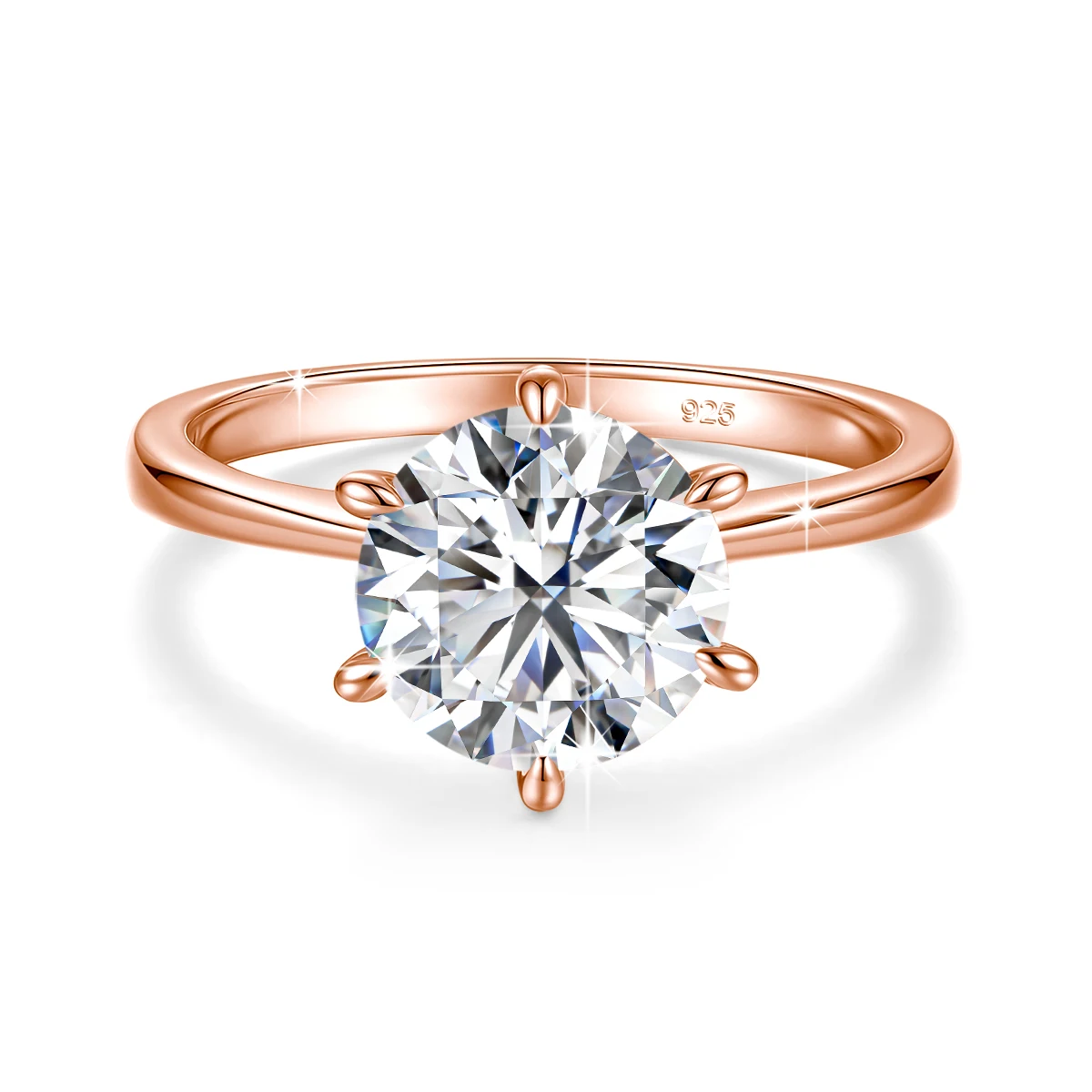 9mm 3ct Moissanit-Ehering mit sechs Krappen, 925 Sterling Silber Verlobungsringe für Frauen, Schmuck für Jubiläen, Partys und Bankette – Detail 9