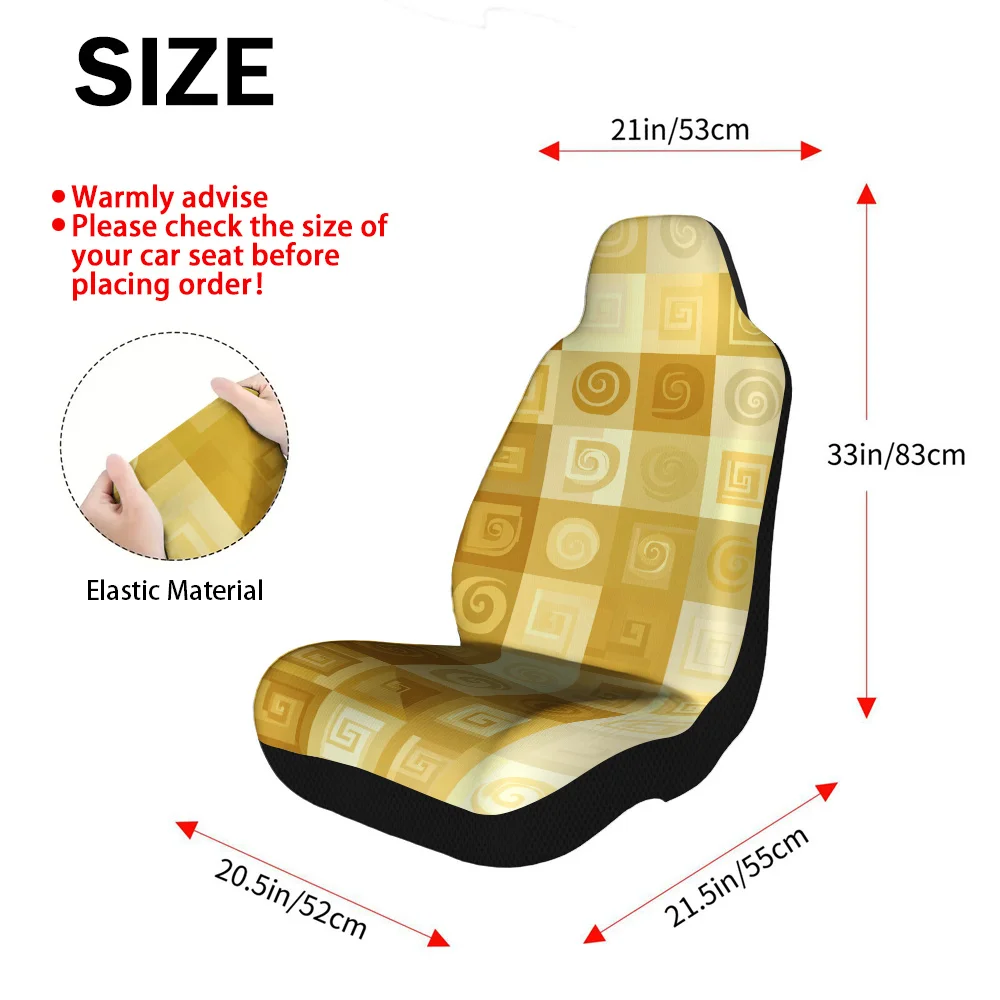 2pcs, Seat Covers Yellow Spiral Grid Themed, Comfortable And Washable, Fit For Front Seats Of Cars And Trucks, Perfect For Sty