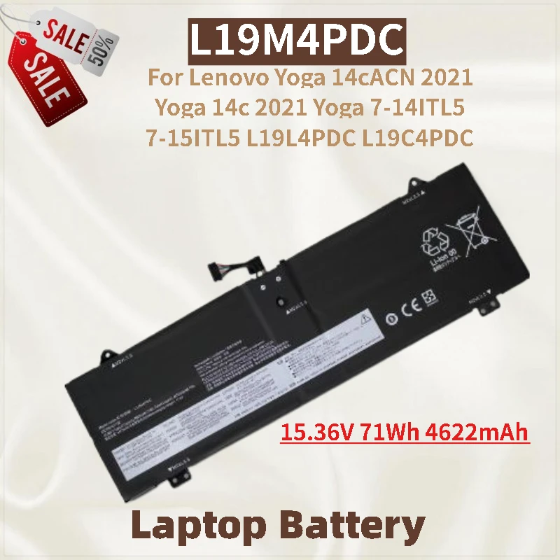 

Высококачественный аккумулятор для ноутбука 15,36 В 4622 мАч L19M4PDC для Lenovo Yoga 14c 2021 14cACN 2021 7-15ITL5 7-14ITL5 L19C4PDC L19L4PDC
