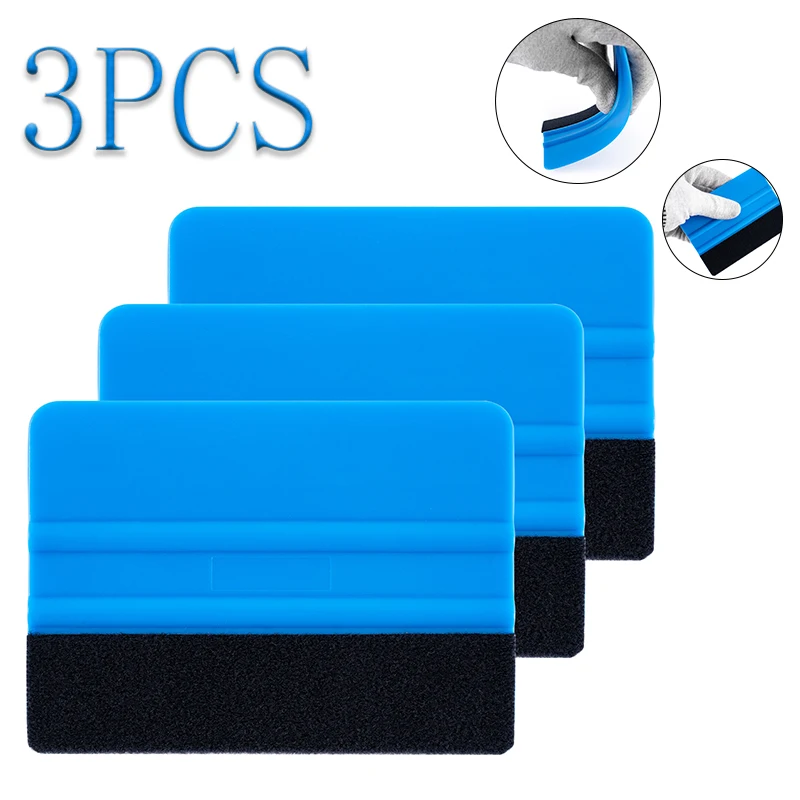 1-3pcs Car Decals Squeegee Vinyl Wrapping Spatula Edge With Scratch-free Suede Felt Window Film Lights Film Scraper Tool