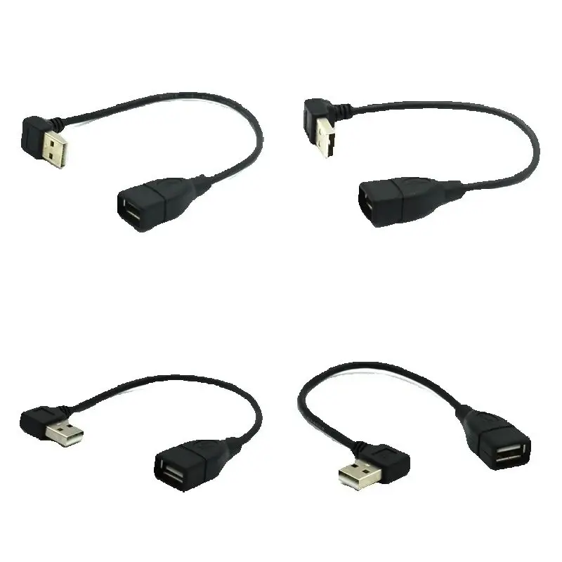 10cm 20cm 1m USB2.0 A Male To Female 90 Angled Extension Adaptor Cable USB2.0 Male To Female Right/left/down/up Black Cable Cord