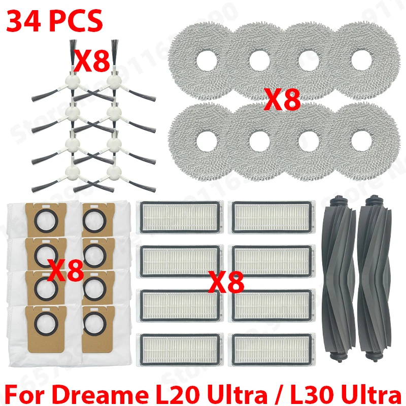 For Dreame L20 Ultra / L30 Ultra Spare Parts Vacuum Cleaner Main Side Brush HEPA Filter Mop Cloths Dust Bag Accessories image 3