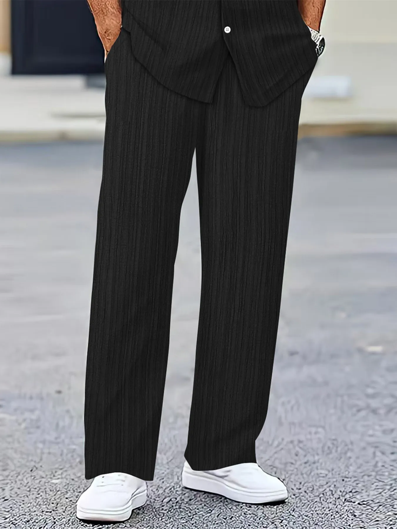 

Мужские брюки, базовые универсальные модные свободные брюки, мужские дышащие однотонные повседневные мешковатые брюки для бега на шнурке для йоги