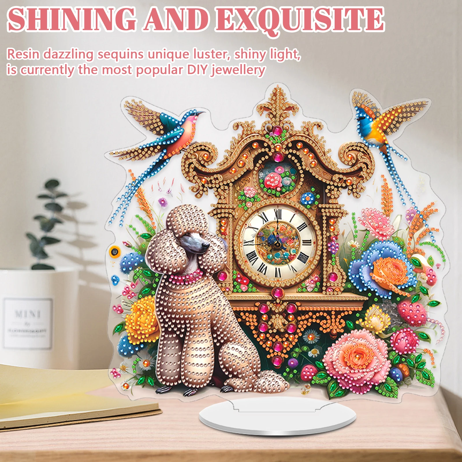 Creative 5D Diamond Painting Clock Art Craft for Home Wall Decor DIY Kit with Unique Shaped Crystals - view 2
