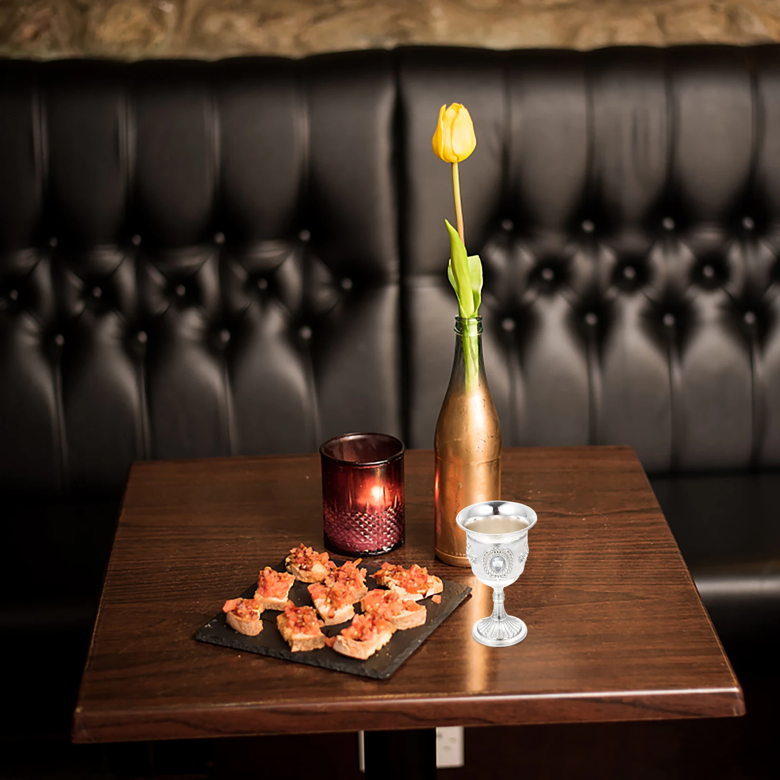 

1pc Metal Stem Wine Glass High-Grade Tin Alloy Exquisite Craftsmanship Easy Clean Party Home Restaurant Hotel Use Small Wine