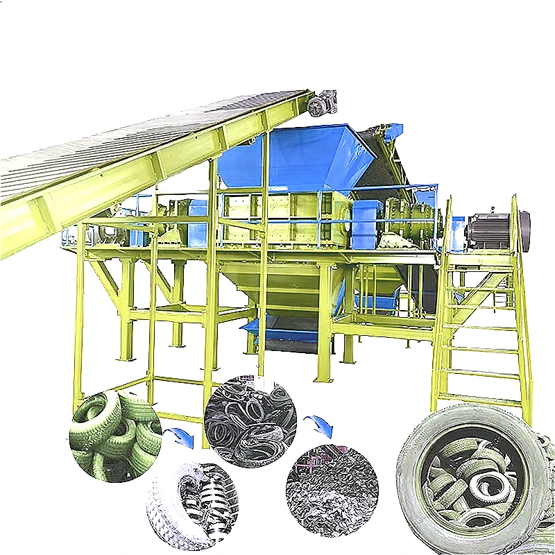 High Output Automatic Tire Recycling Plant Portable Tire Shredder for Sale Tire Crusher Waste Rubber Shredder Machine sale
