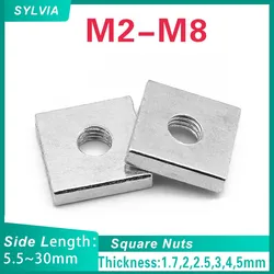 5~ 50pcs M2 M3 M4 M5 M6 M8 Zinc Plated Carbon Steel Thin Square Nuts Slider Block For Aluminum Profile Accessory Din562