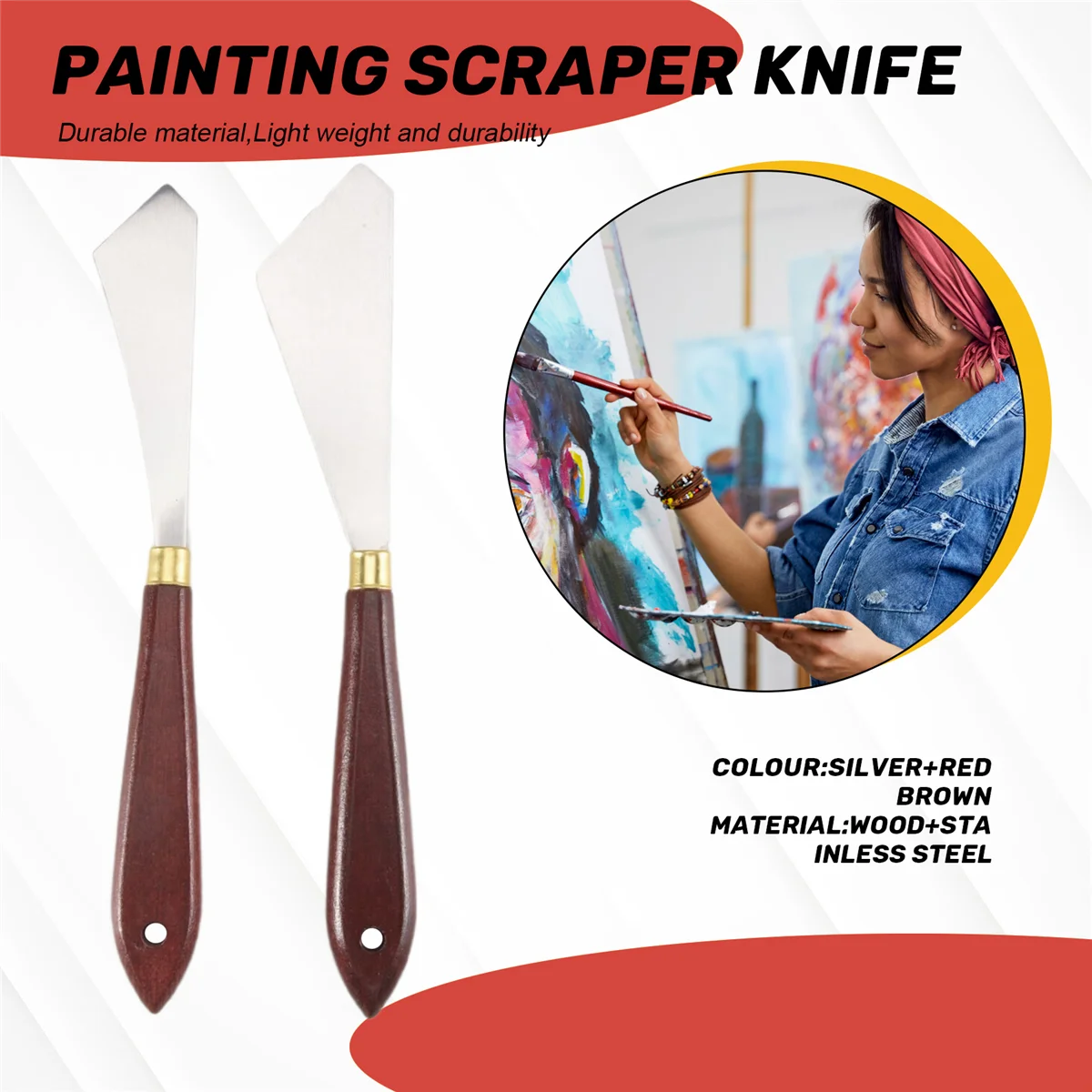 

A06K 2 шт. скребок для рисования, скребки для смешивания из нержавеющей стали, палитра, нож для рисования, художественный инструмент для рисования