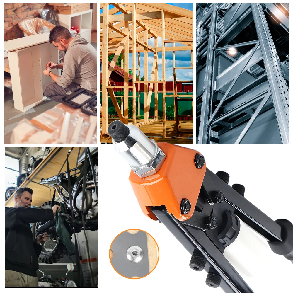 طقم مسدس برشام يدوي مقاس 14 بوصة، مسدس سحب احترافي مع 250 قطعة برشام (3/32 بوصة، 1/8 بوصة، 5/32 بوصة، 3/16 بوصة، 1/4 بوصة)، أداة برشام معدنية كاملة شديدة التحمل، أداة برشام منزلية لاسلكية موفرة للعمالة #6