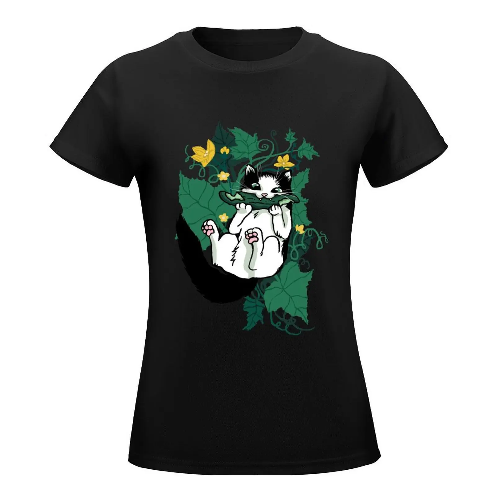 Mauri and a Cucumber with Flowers T-Shirt hippie clothes graphics cute tops kawaii clothes Women t shirt