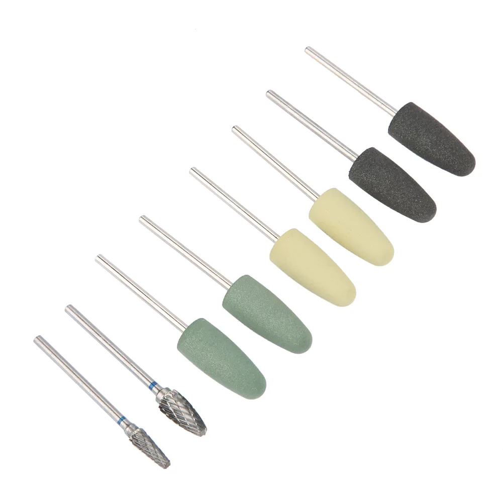 2.35mm 8 Pcs Dental Resin Grinding Polishing Set Teeth Rubber Tungsten Steel Grinding Head Teeth Polish Tool Kit Dentistry Tools