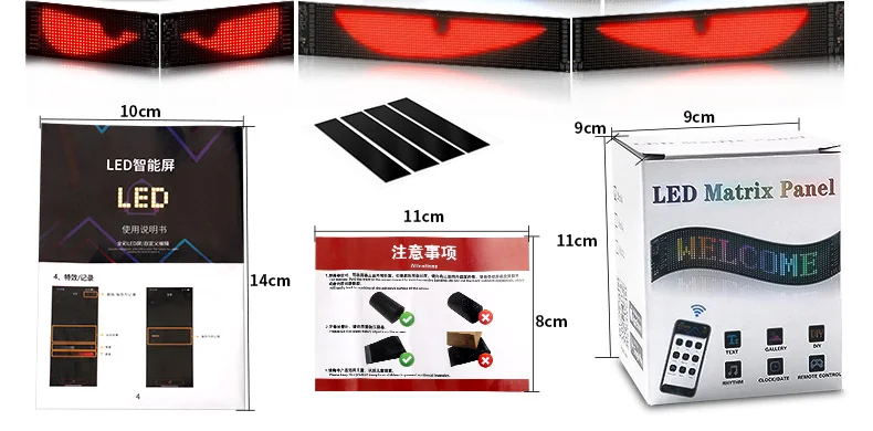 1/2 Stück Teufelsaugen-Licht USB-betriebenes LED-Matrix-Panel DIY Programmierbares Flexibles LED-Display mit App-Steuerung für Auto-Windschutzscheiben – Detail 19