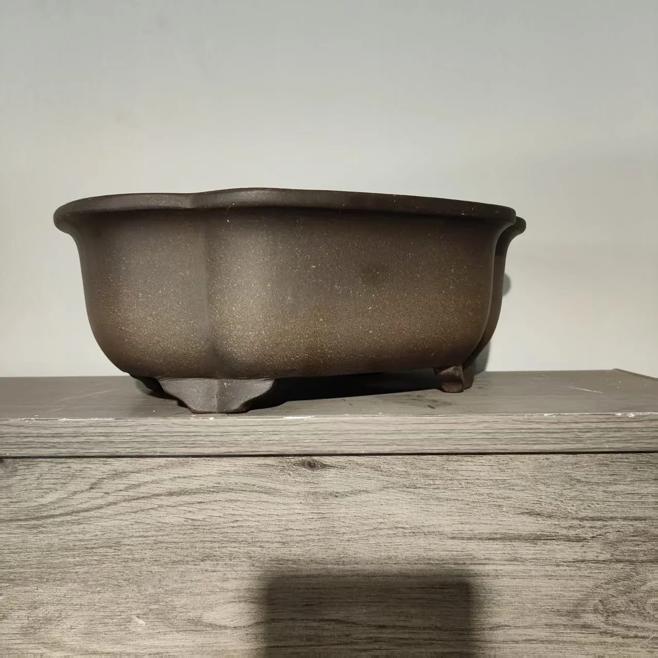 2025 Classic Grey Antique Style Plum Shaped Unglazed Yixing Bonsai Pot