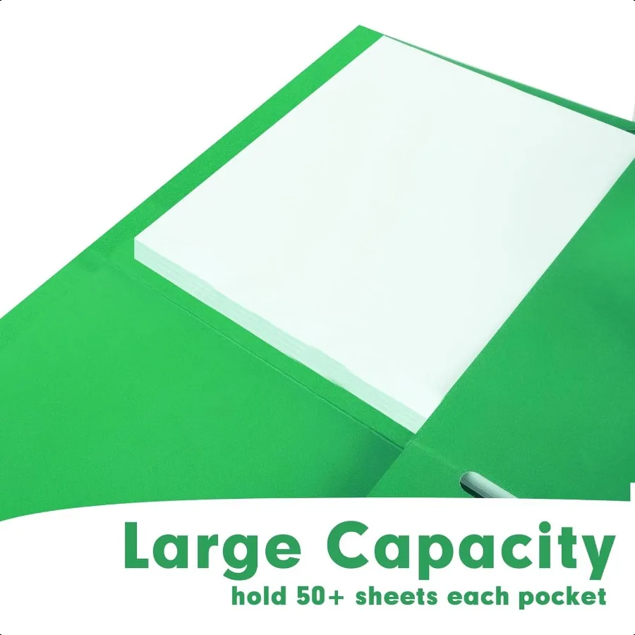 مجلد جيبين 50 عبوة من مجلدات الجيب تناسب حجم الرسالة مجلدات الورق الورقية مع جيوب للمكتب المدرسي Busin Home Green