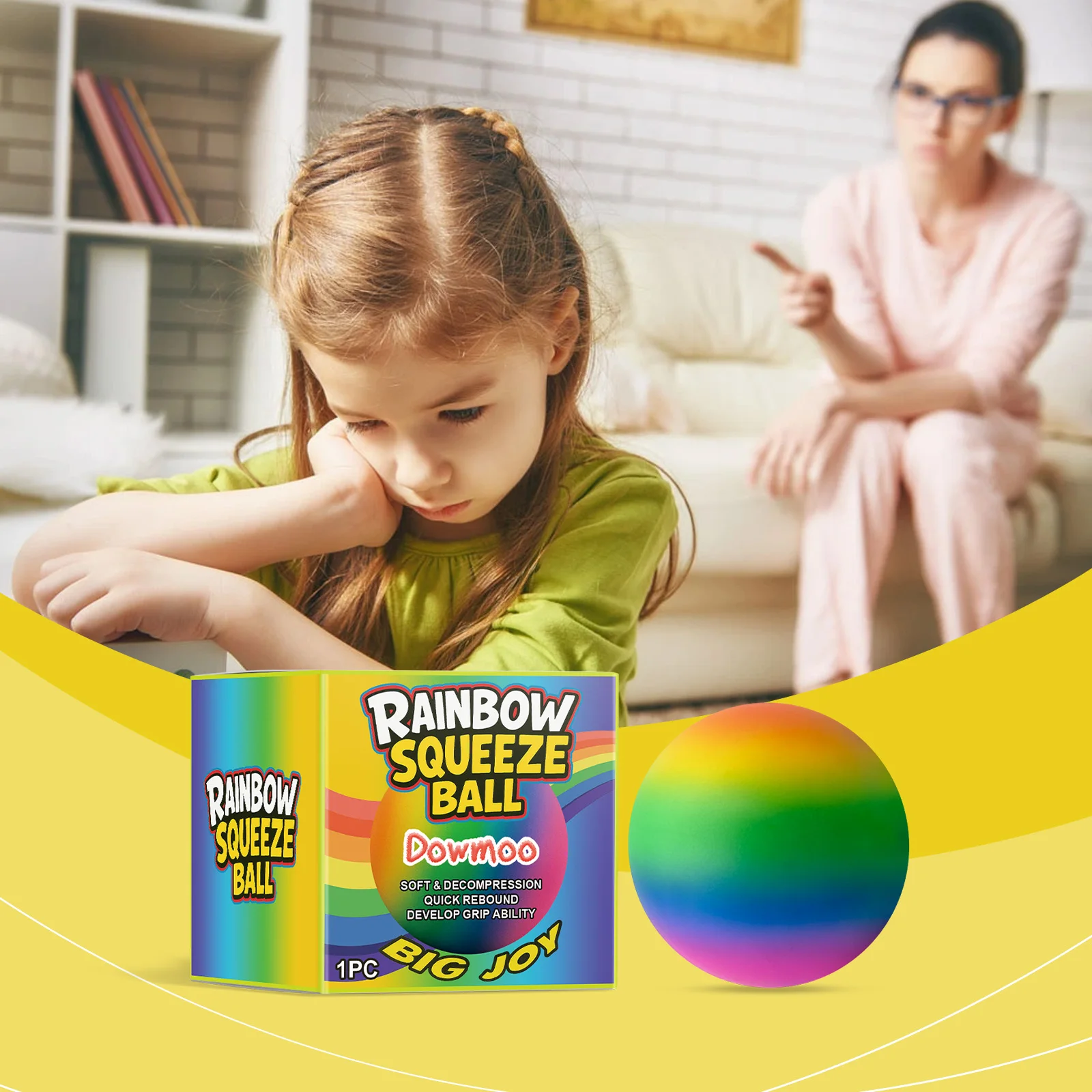 Rainbow Squishy Stress Ball - Slow Rising Fidget Toy, Soft Squeeze Toy for Adults & Kids Durable & Non-Deformable