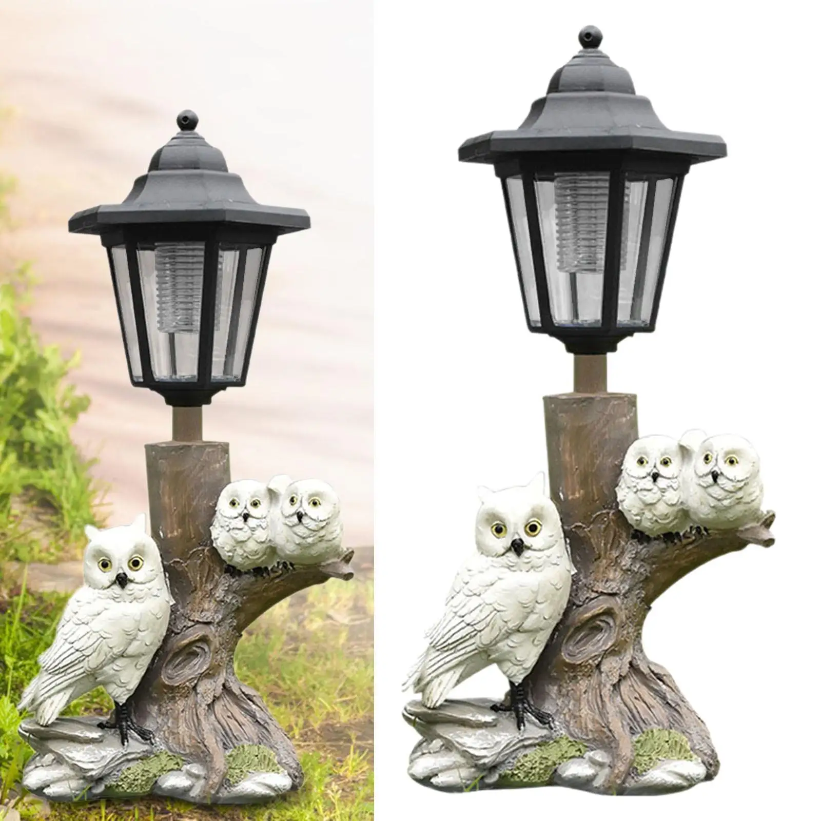 

Owl Figurine Outdoor Lamp Lighting Fixture Solar Garden Statue Light Solar Lantern for Balcony Patio Grandma Lawn Housewarming