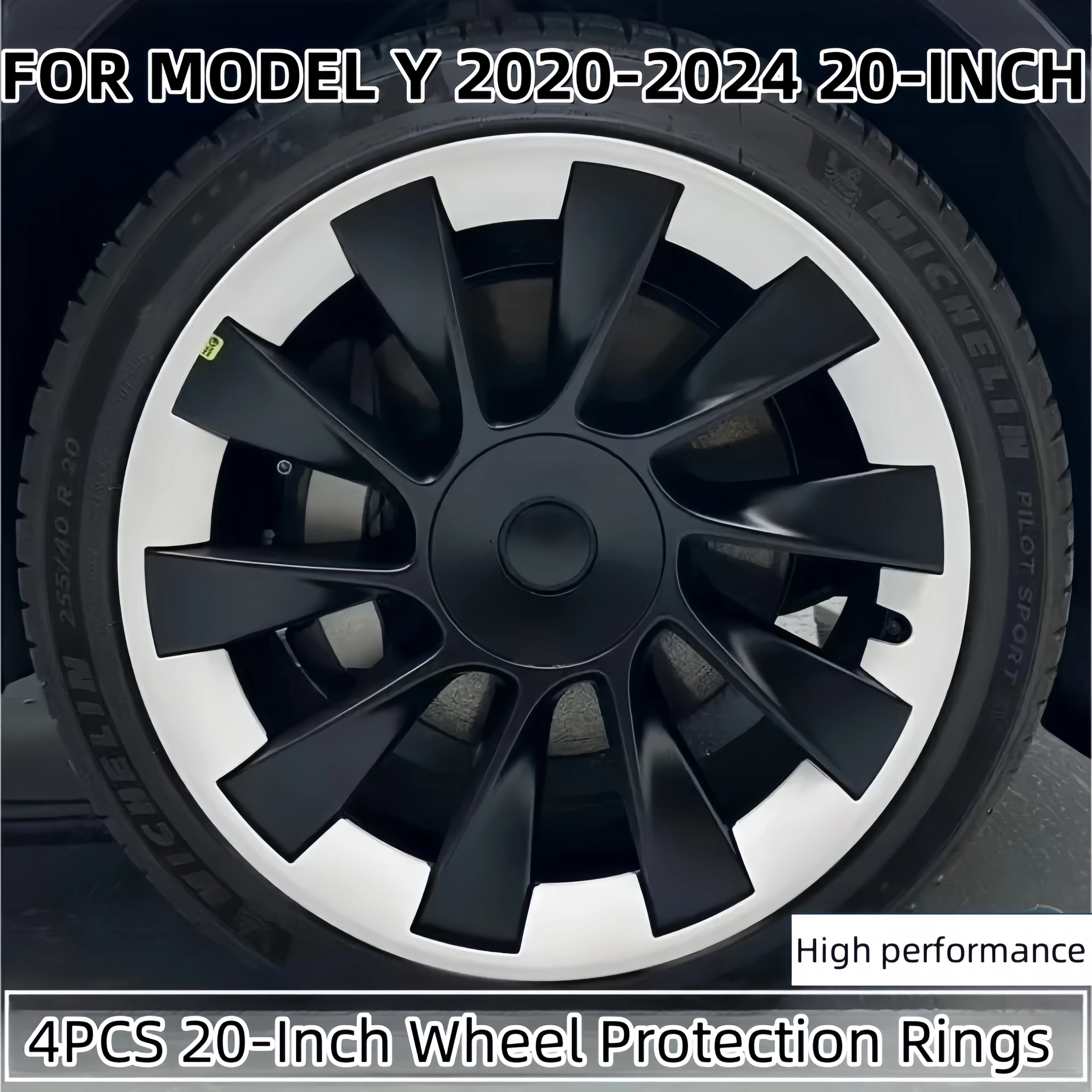 4PCS Hub Protection Cap  20-Inch Wheel Caps Performance Replacement Wheel Full Rim Cover Accessories For Tesla Model Y 2020-2024