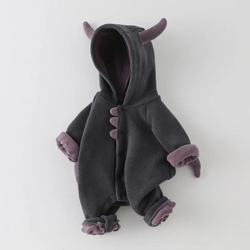 Baby Boy Fall Winter Fleece Onesie Hooded Super Cute Romper Stylish Coat Early Spring Baby Outdoor Clothing