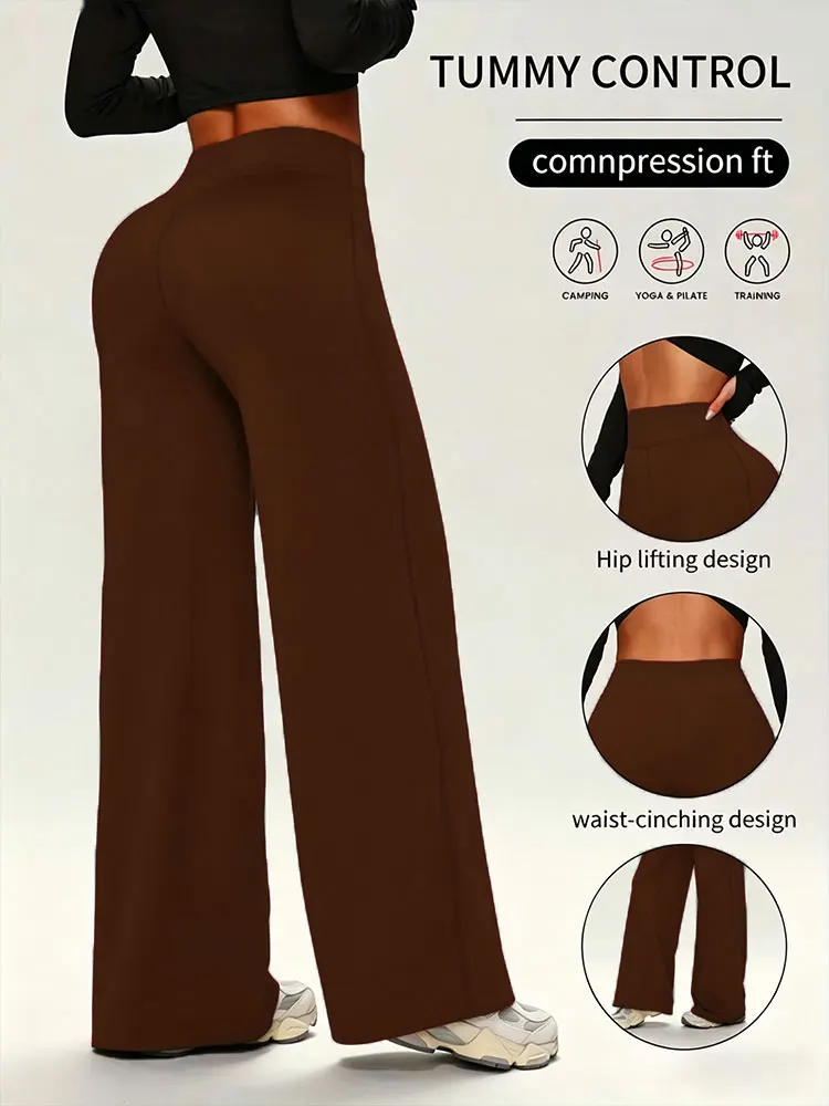 Four Season Sport Yoga Straight Leg Pants with a Lifting and Slimming Effect Seamless Wide Leg Pants Suitable for Fitness Pants