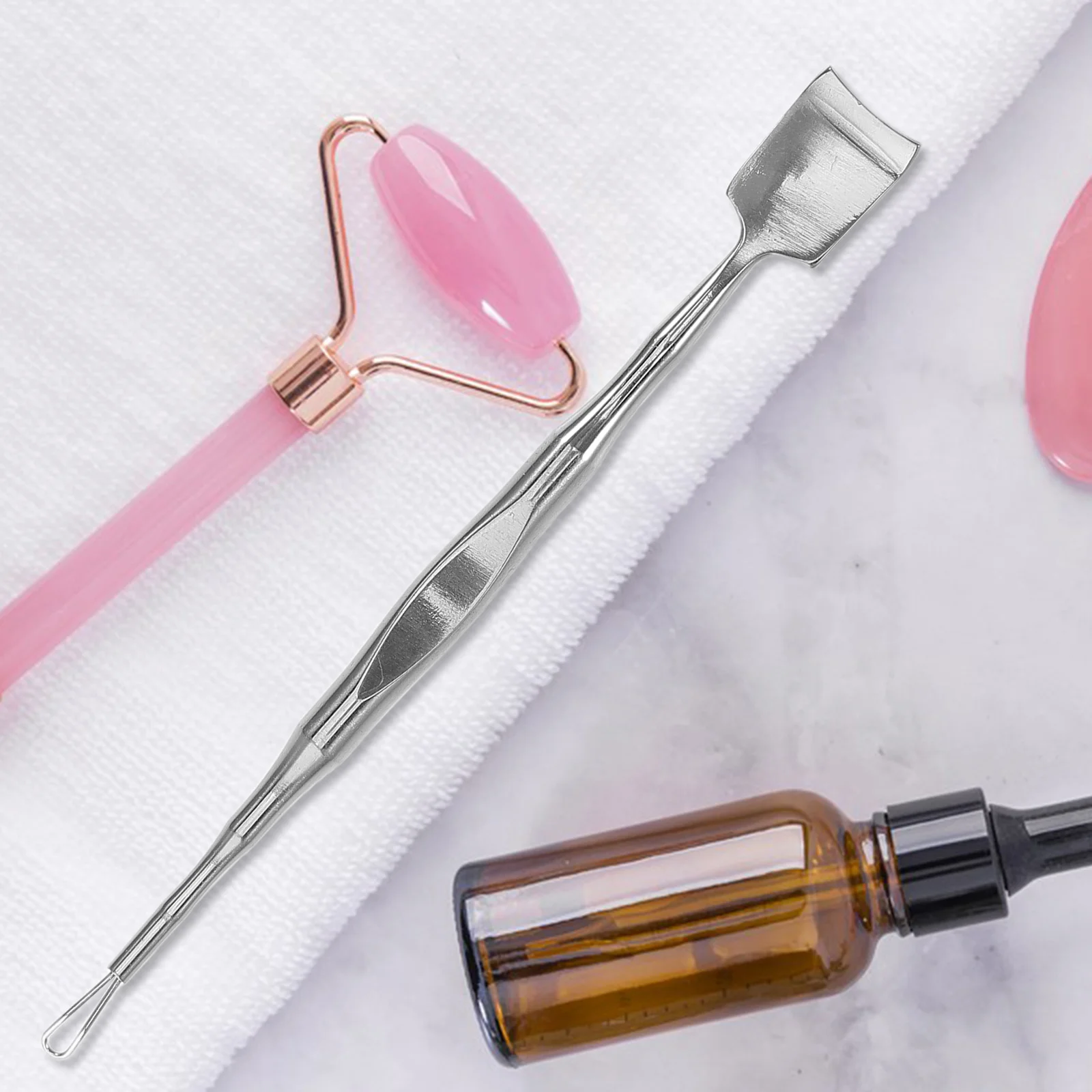 Dual-Ended Rvs Mee-eter Schraper Facial Puistje Cleaner Spade Metalen Puistje Schoonmaken Tool Mee-eter Extractor Tool