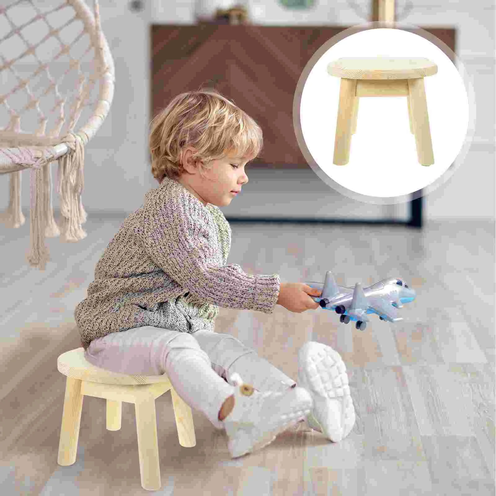 Taburete de madera para niños pequeños, taburete pequeño para sentarse, escalonado para el aula, redondo para exteriores