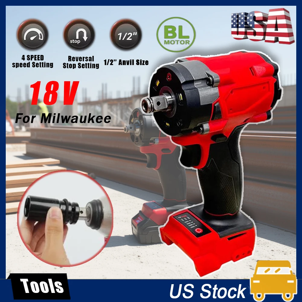 Chiave impac senza spazzole 1/2 "Riparazione cacciavite a batteria 500N.m Driver elettrico 4 marce Utensili elettrici per batteria Milwaukee 18V