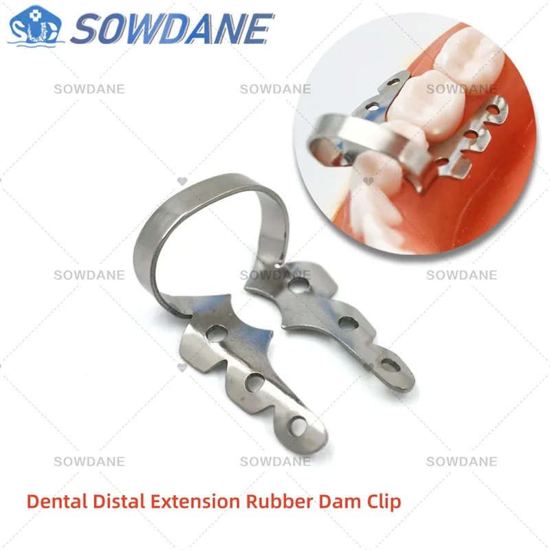 Dental Distal Extension Rubber Dam Clamp Rubber Barrier Clip Stainless Steel Premolar Clamp Teeth Repair Tool