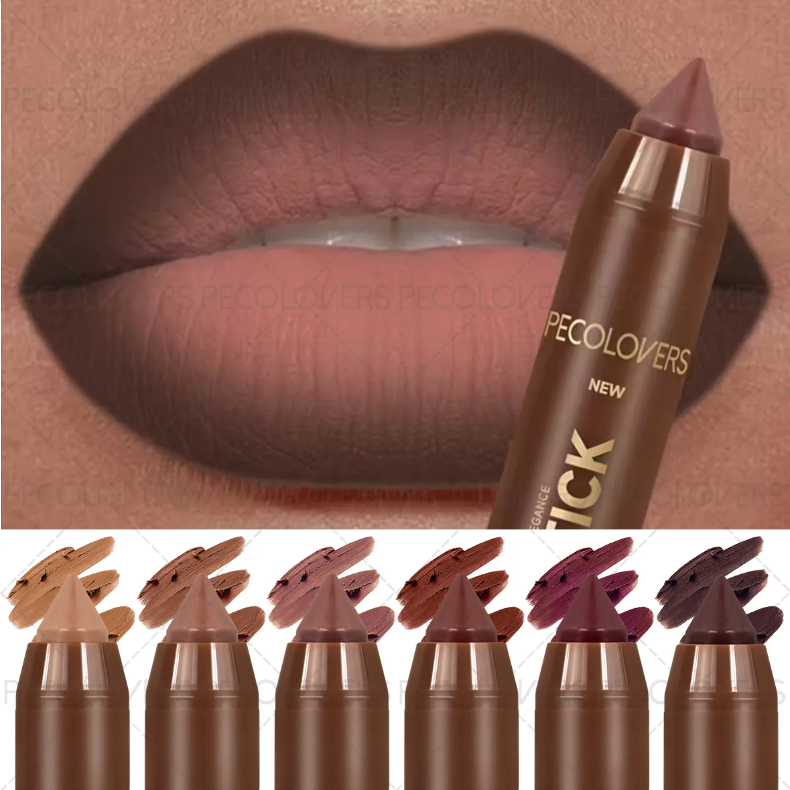 1 szt. Matowy ołówek do ust 2w1 - konturówka i szminka, kremowy, gładki kontur ust, niesztywniający się na jesień i zimę