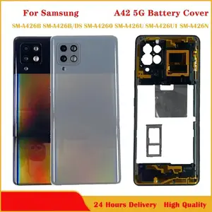 Bilashmart Samsung Galaxy A42 5G A426B Housing Middle Frame +Battery Cover Rear Door Housing Back Case With Camera Lens Replace