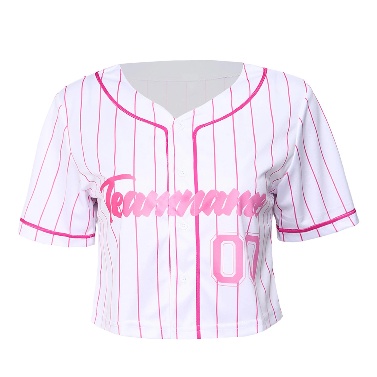 Women American-style Cropped Baseball Jersey Stripe Color Uniform for Baseball Fans Jersey Casual Wear Cheerleading Ball Games