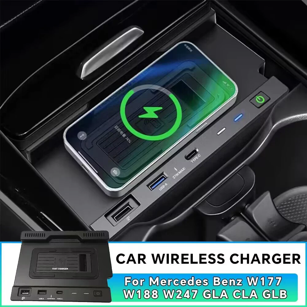 

15w car wireless charger for Mercedes Benz W177 W188 W247 GLA CLA GLB 2019 2020 2021 2022 phone holder fast charge accessories