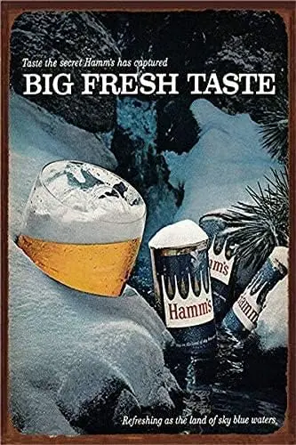 Retro Metal tin Sign Funny Big Fresh TasteHamm's Beer Bar Restaurant Cafeation Sign For Home Cave Garage bar Wall sign