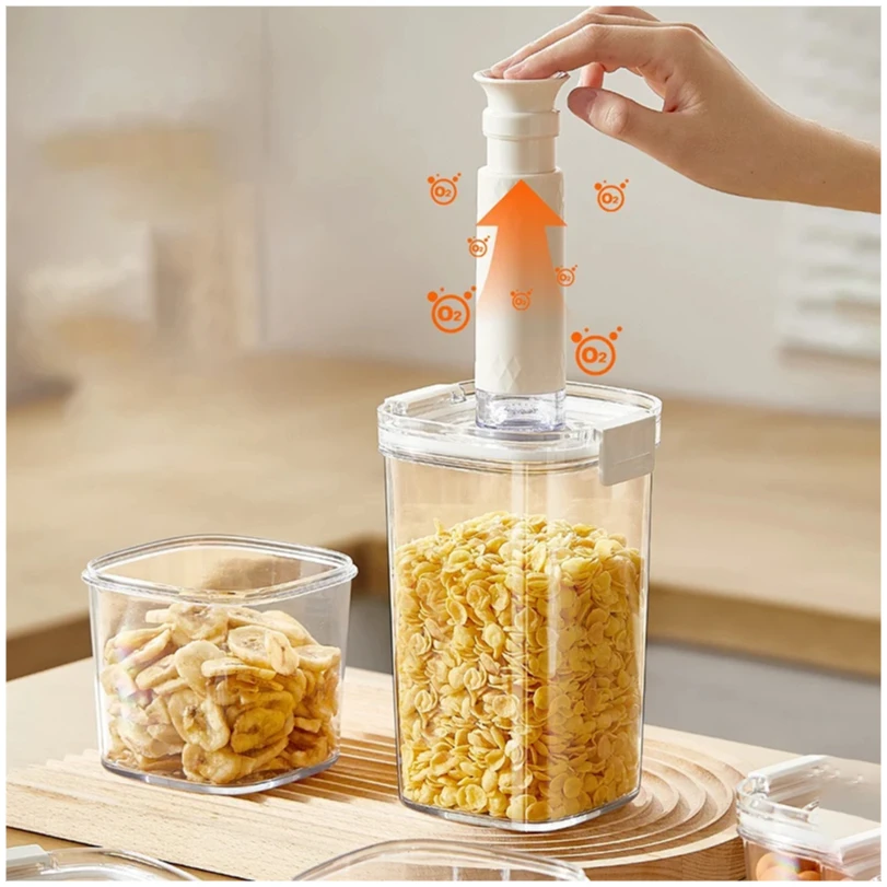 Vacuum Sealed Tank Coffee Beans Vacuum Jar Kitchen Cereals Storage Box Airtight Container Moisture-Proof Sealed Canister for Tea