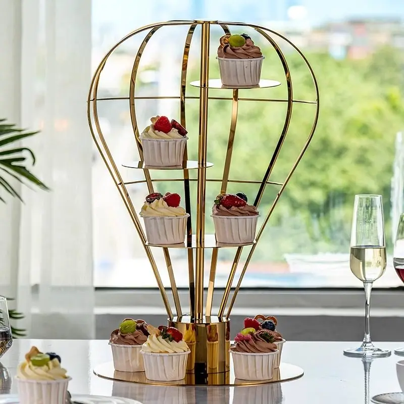 Internet celebrity Nordic light luxury gold ceramic double-layer three-layer cake dessert afternoon tea snack rack fruit platter