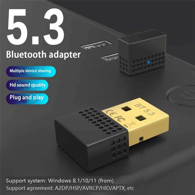 Bluetooth 5.3 Adapter Desktop Computer USB Bluetooth Receiver Keyboard and Mouse Bluetooth Transmitter