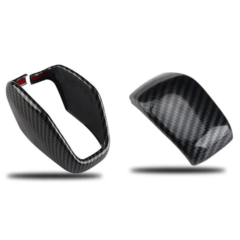 New-2 PCS Carbon Fiber Gear Shift Knob Cover Sticker Head Trim For Toyota RAV4 2019-2020 2021(Buckle Style)