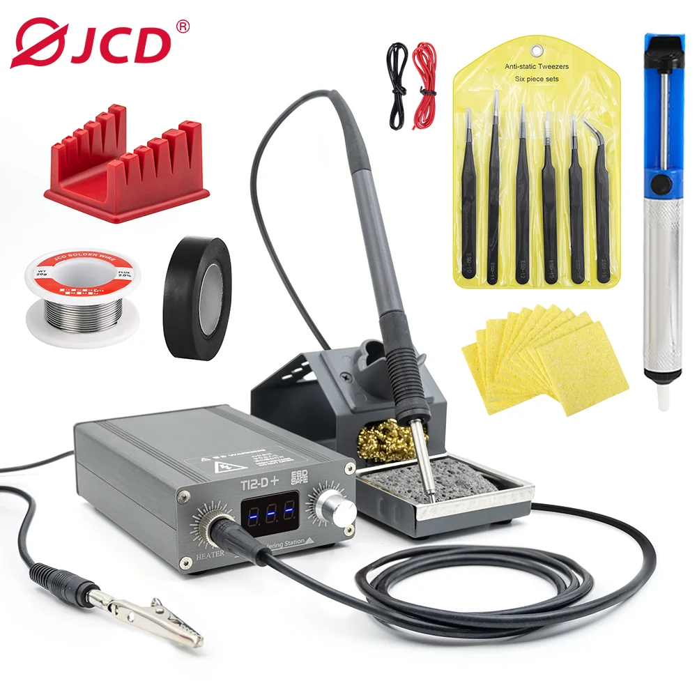 JCD T12-D PLUS Soldering Station For Mobile Phone Motherboard Repair With T12 Tips Soldering Iron Fast Heating Welding Kits