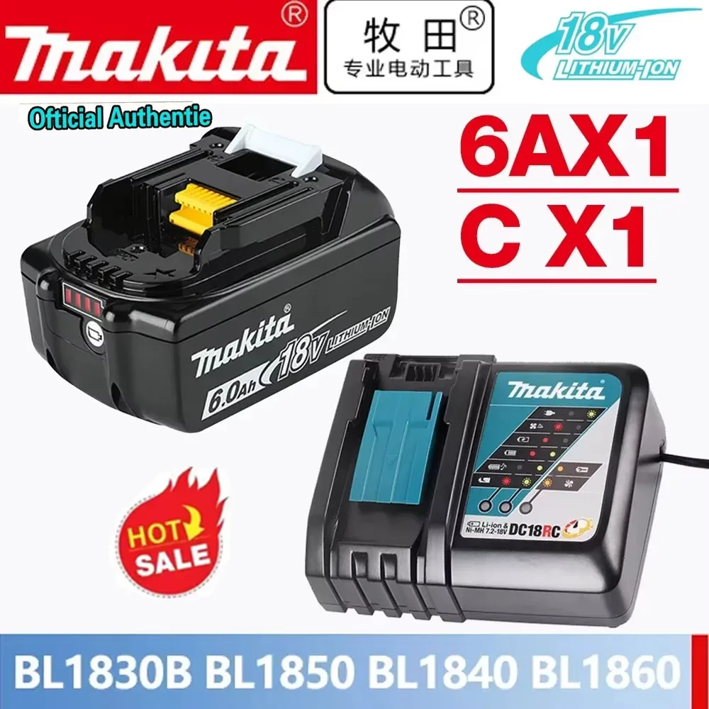 Original Makita 18V 6Ah rechargeable battery, with ultra long battery life,  for Makita BL1830 BL1840BL1860B BL1850 power tools