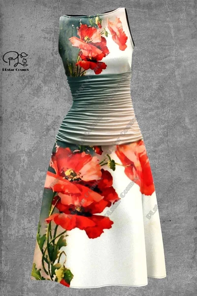 PLstar Cosmos 3D printed floral series floral pattern art print new vest dress is a gift for yourself   H-1