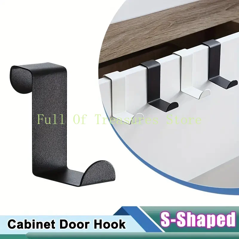 4pcs Z-shaped Door Hook Stainless Steel Cabinet Drawer Door Back Hooks Punch Free Towels Clothes Coats Multifunction Hooks