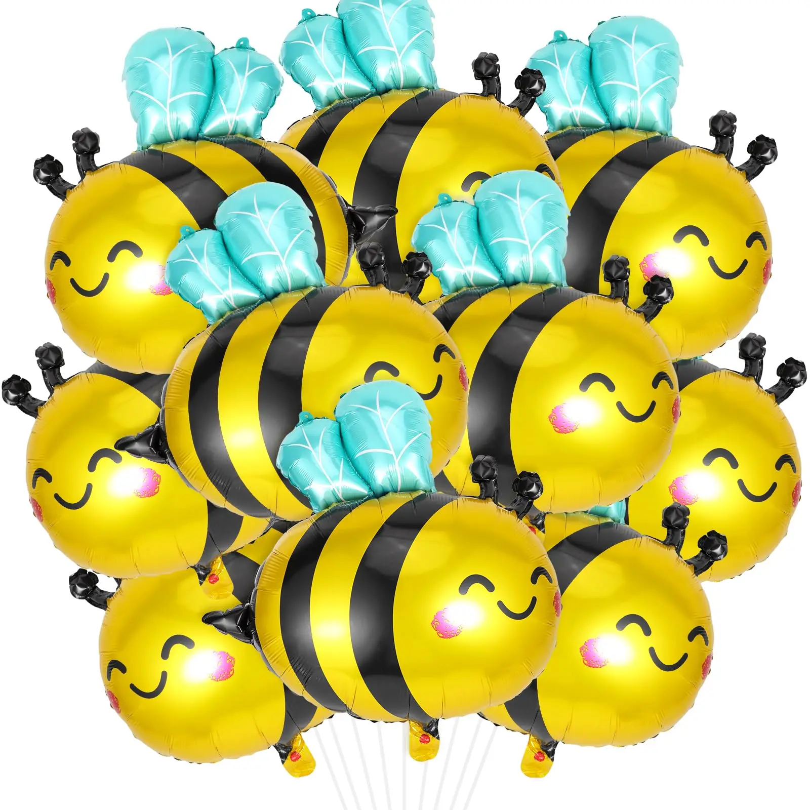 Bee Balloons Smile Face Bee Foil Mylar Balloons For Bee Themed Party Birthday Baby Shower Wedding Party Decorations Supplies