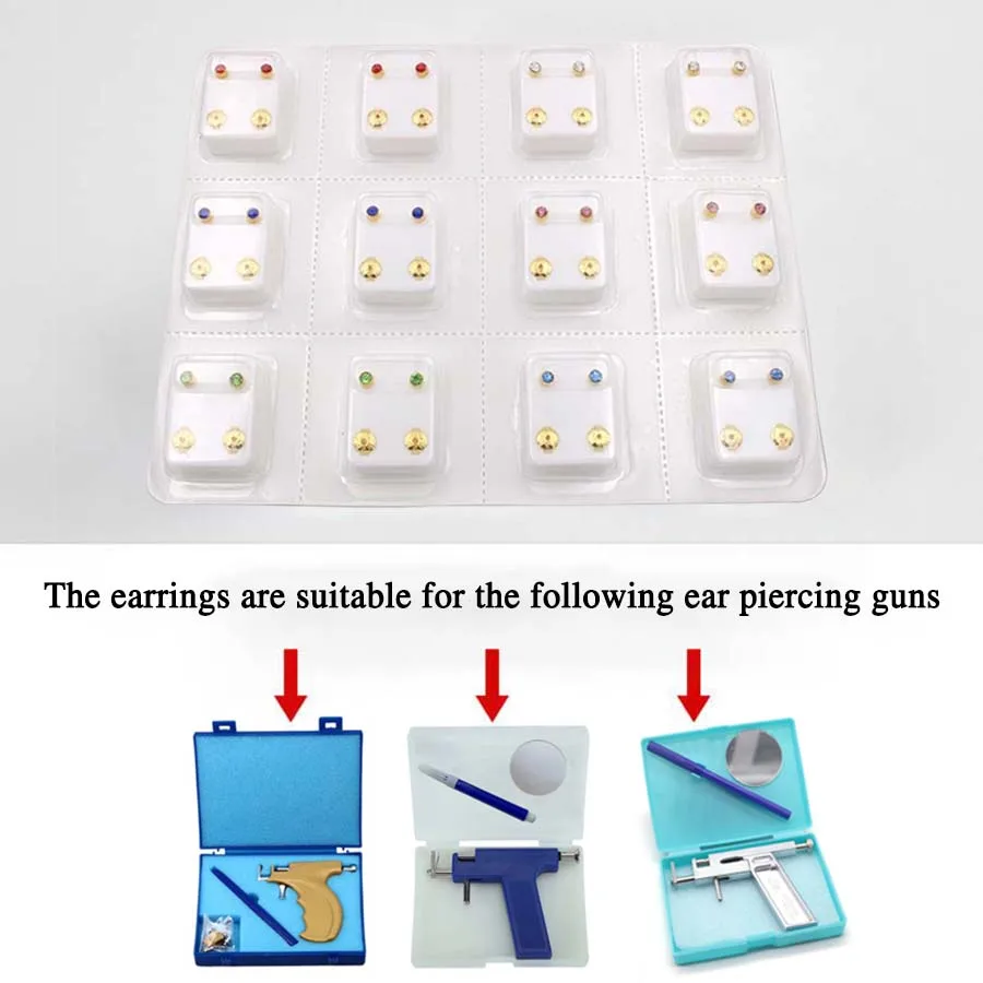 12 Pairs Simple Ear Piercing Earrings Stud-Synthetic Rhinestone in Alloy Earrings Set-Suitable for Daily Wear