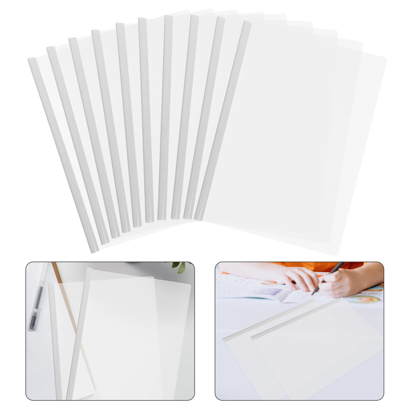 

10pcs Folders With Sliding Rods Transparent Report Covers A4 Office File Organizers Plastic Document Folder Paper