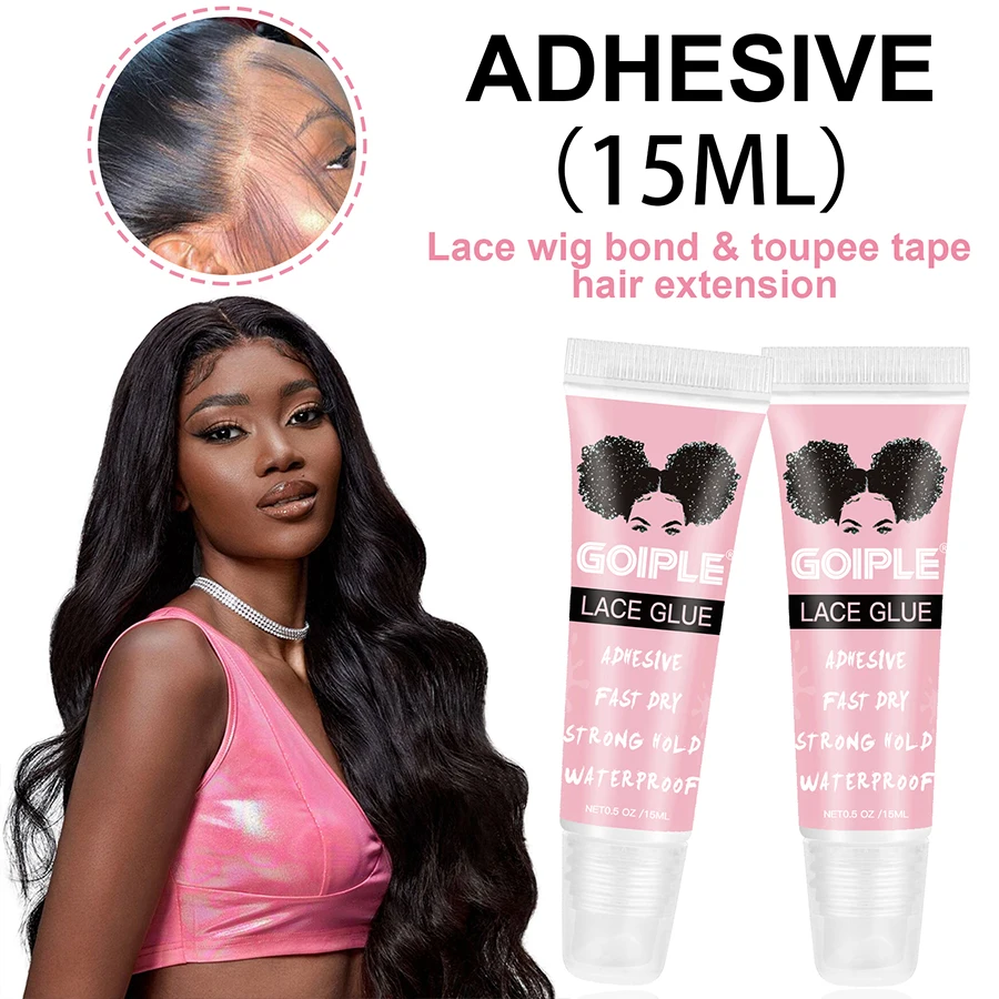 GOIPLE 0.5oz Wig Lace Glue Quick Drying Super Strong Adhesive Waterproof Invisible Bonding Products for Lace Synthetic Hair Mesh