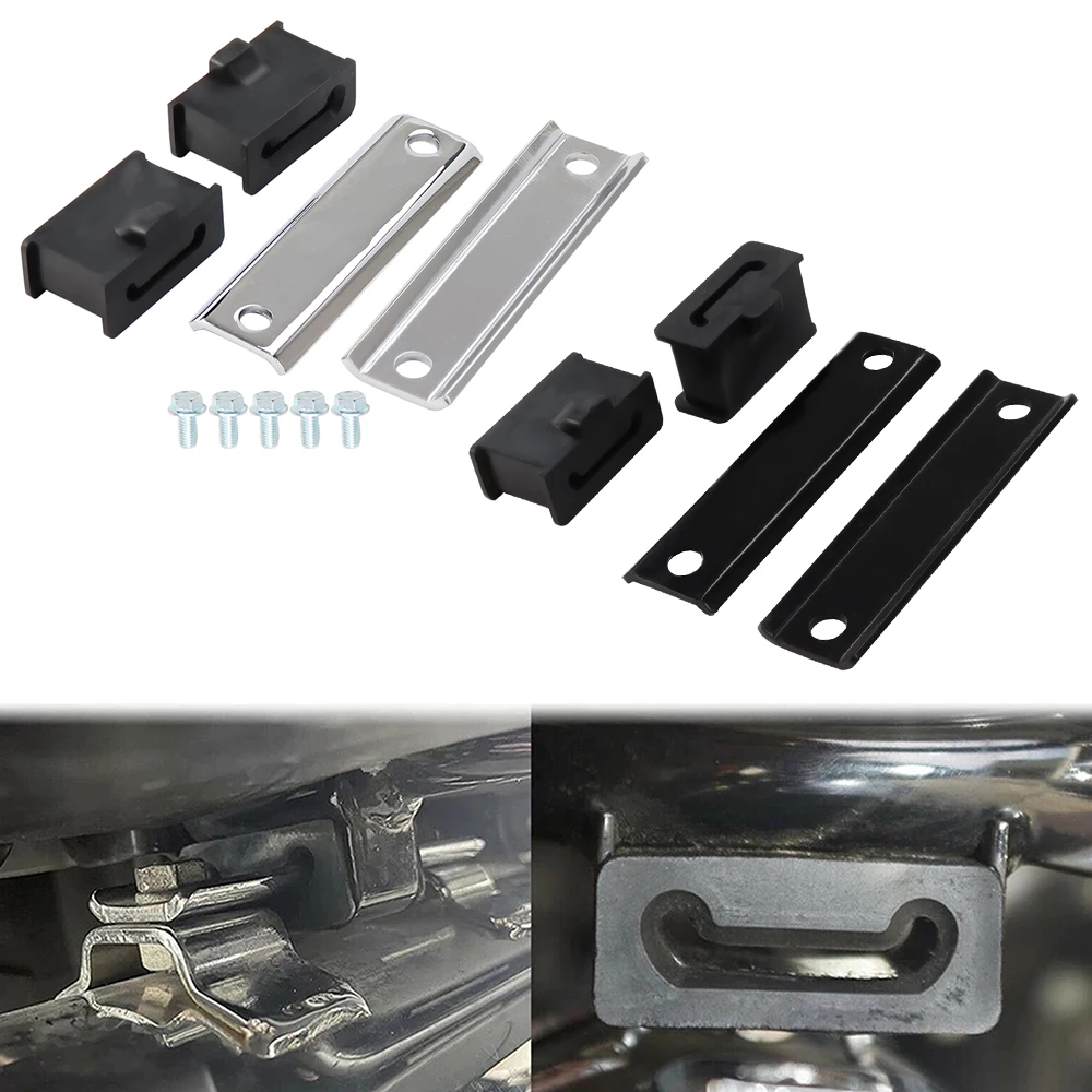 

Motorcycle Chrome/ Black Muffler Holder Hanger Bracket Kit Insulator Rubber For Harley Touring Electra Street Glide Road King