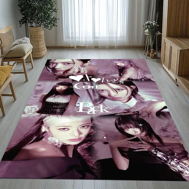 Fashion Kpop Group I-Ive Girls Soft Non-Slip Large Area Rug for Living Room,Bedroom Playroom Carpet Mat for Sofa,Home Decor Gift