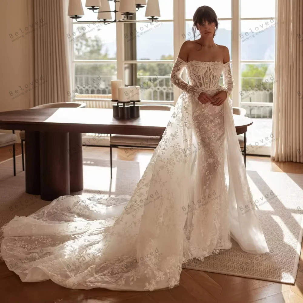 

Очаровательные женские свадебные платья, изысканные свадебные наряды с кружевными аппликациями, платья с открытыми плечами, Vestidos De Novia, индивидуальный пошив, 2026