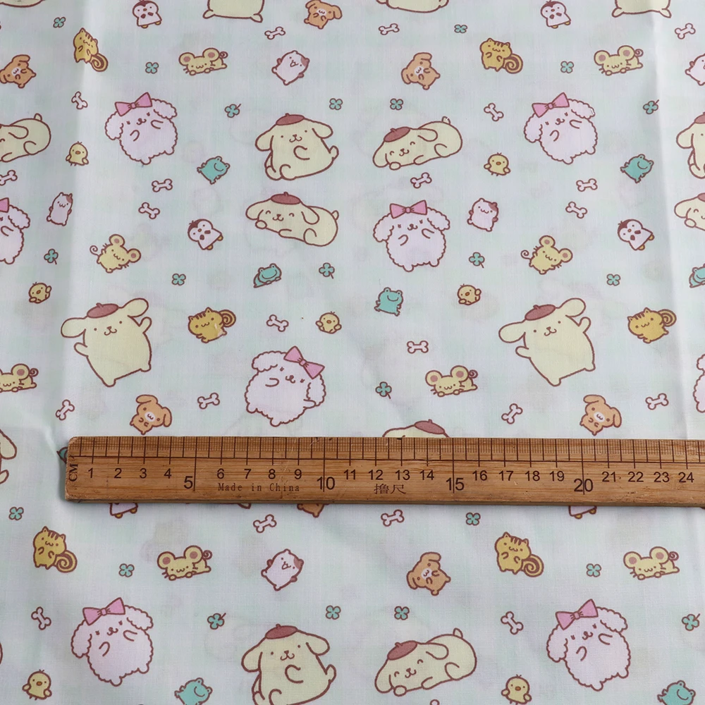 Cartoon sanrio Pom Pom Purin cotton polyeste Fabric Handmade Sewing Patchwork Quilting Baby Dress Home Printed Fabric Sewing